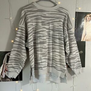 american eagle gray/white zebra sweatshirt